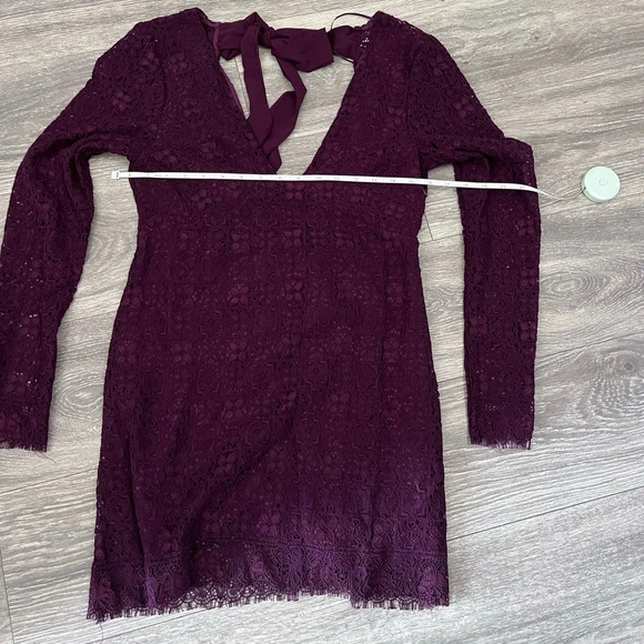 NWT Free People HONEY HONEY Lace Long Sleeve Minidress in Potent Purple - Size 4 - Picture 12 of 12